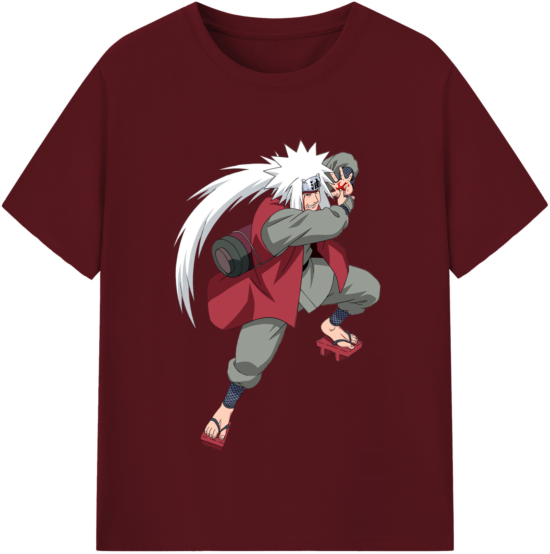 （画像用） NARUTO -ナルト- 自来也（じらいや） Jiraiya 綿100％半袖Tシャツ（フロントプリント）